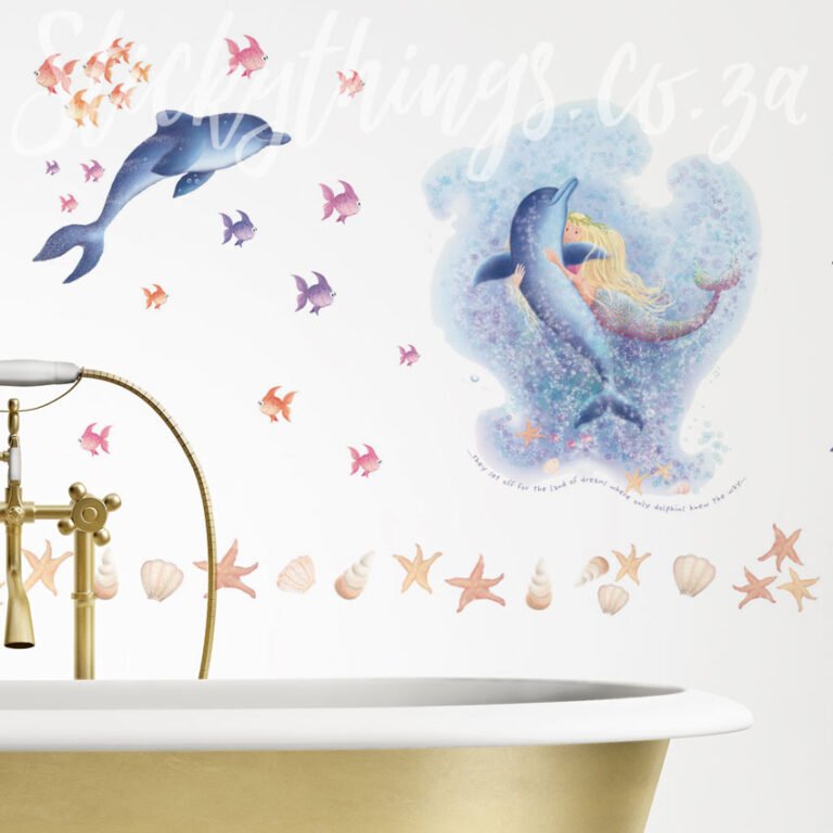 mermaid and dolphin wall sticker