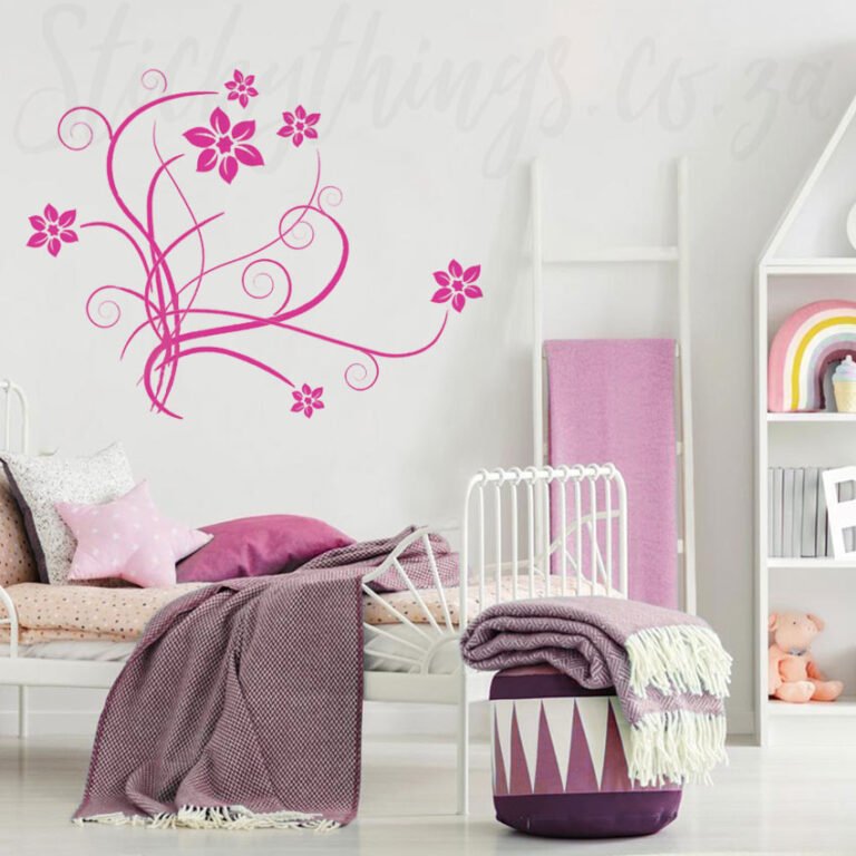 Pink Floral Scroll Wall Sticker