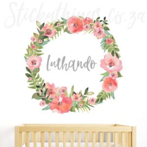 personalised floral wreath wall decals