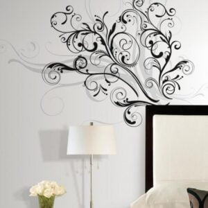 Black Metallic Silver Swirl Wall Decals