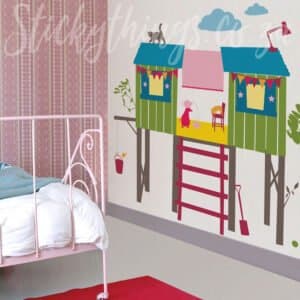 peel and stick girls tree house wall decal