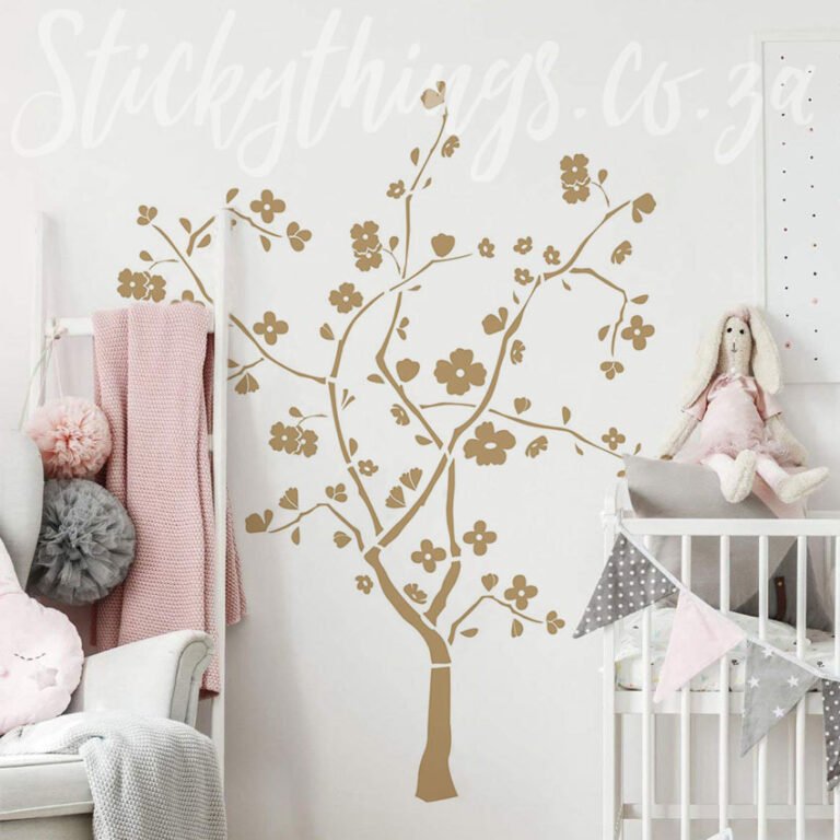 Metallic Gold Tree Wall Sticker in kids bedroom