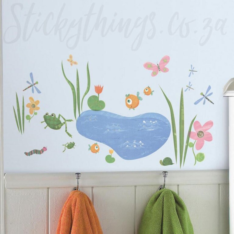 Hoppy Pond Wall Decals animated in colour
