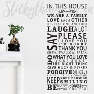 In this House Vinyl Decal in black
