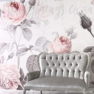 French Botanical Watercolour Mural