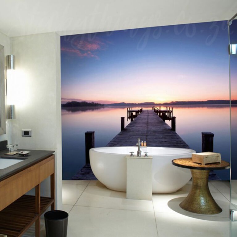 lake boardwalk wall mural