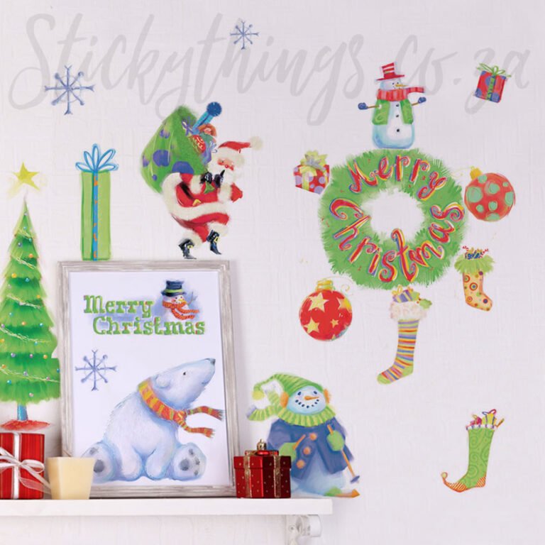 re-usable merry merry christmas wall stickers