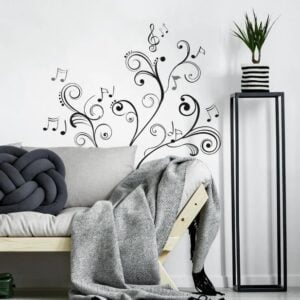 music notes wall stickers in black