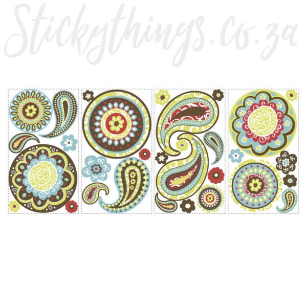 Paisley Flowers Wall Decals - Decorative Paisley Flowers Wall Stickers - Image 3