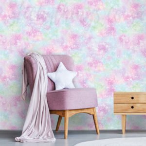 pink glitter skies wallpaper in room setting