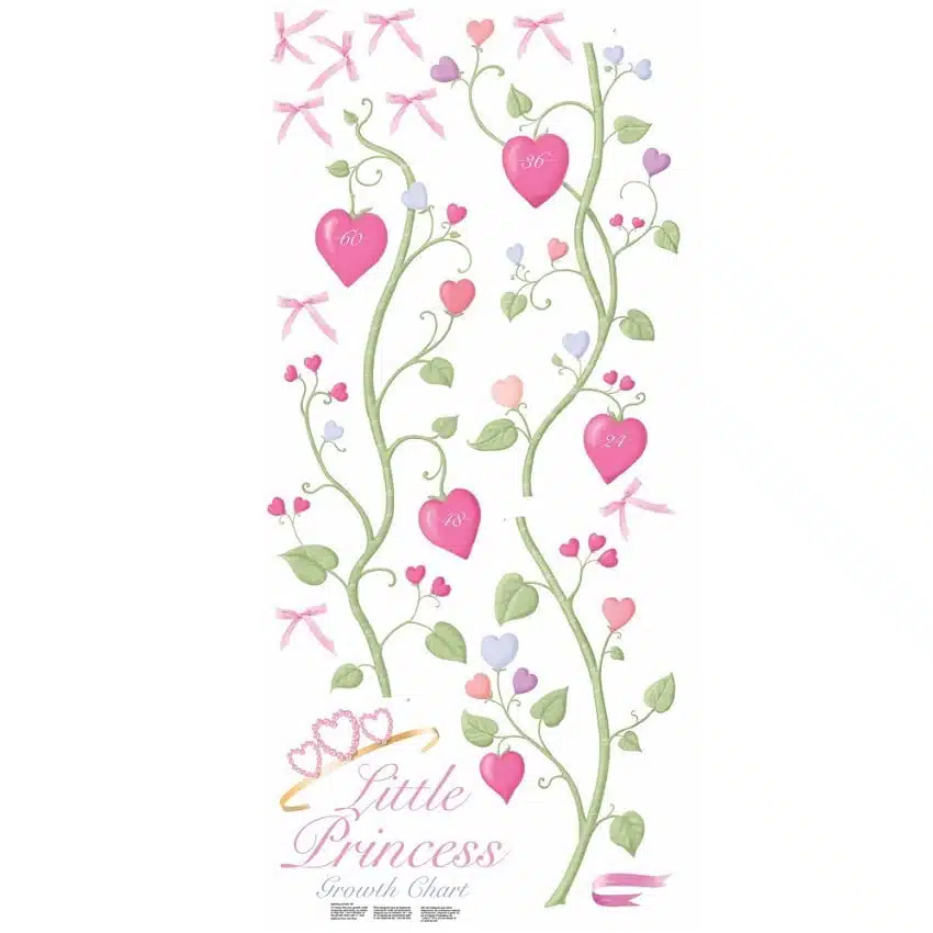 princess girls growth chart wall decal