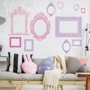 Purple and pink frame wall decals