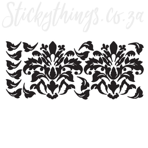 Black Damask Wall Sticker - Large Peel and Stick Damask Wall Decal - Image 3