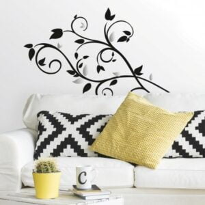 Scroll Branch Foil Leaves Decal in black