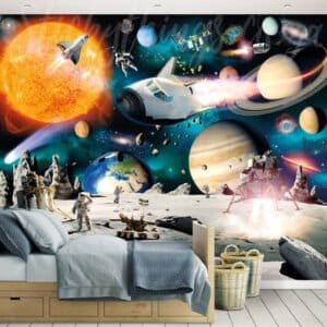 Space adventure wall mural