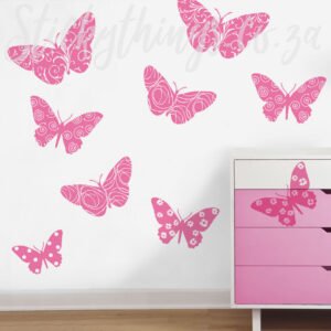 feels like velvet butterfly wall stickers in pink