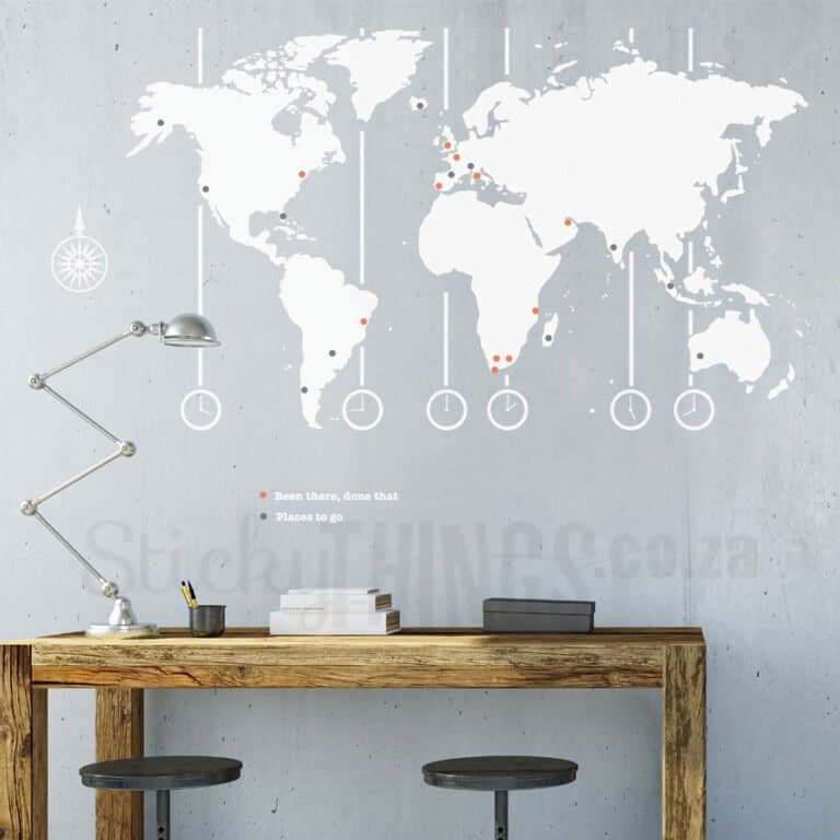 World Map Wall Sticker above desk