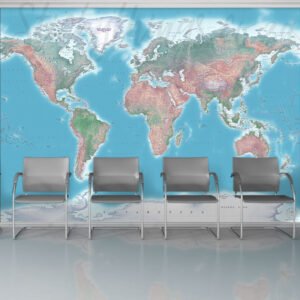 large world map wall mural in colour