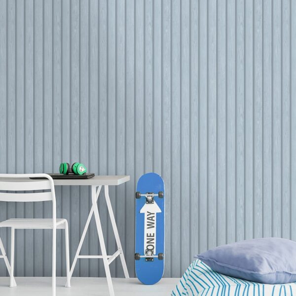 Wood Panelling Wallpaper Blue Lifestyle