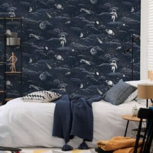 Space Adventures Wallpaper Blue Silver