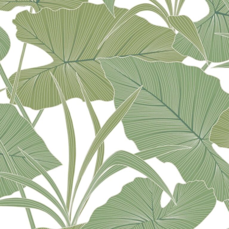 Pastel Green Leaves Wallpaper