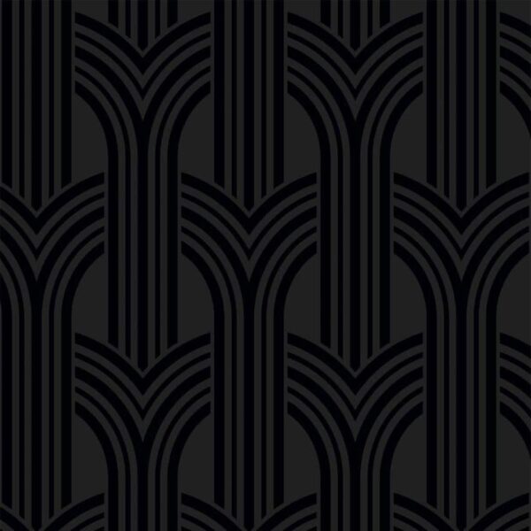 Striking Black Retro Arches Wallpaper