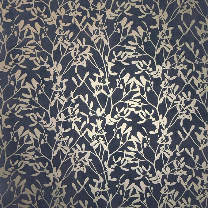 Navy and gold leaf Wallpaper